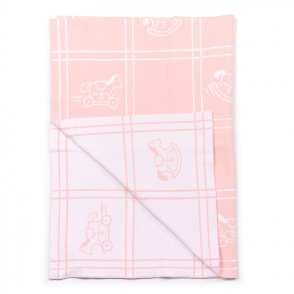 HERMES 🐴 Cotton Knit Adada Baby Blanket Rose Lilas